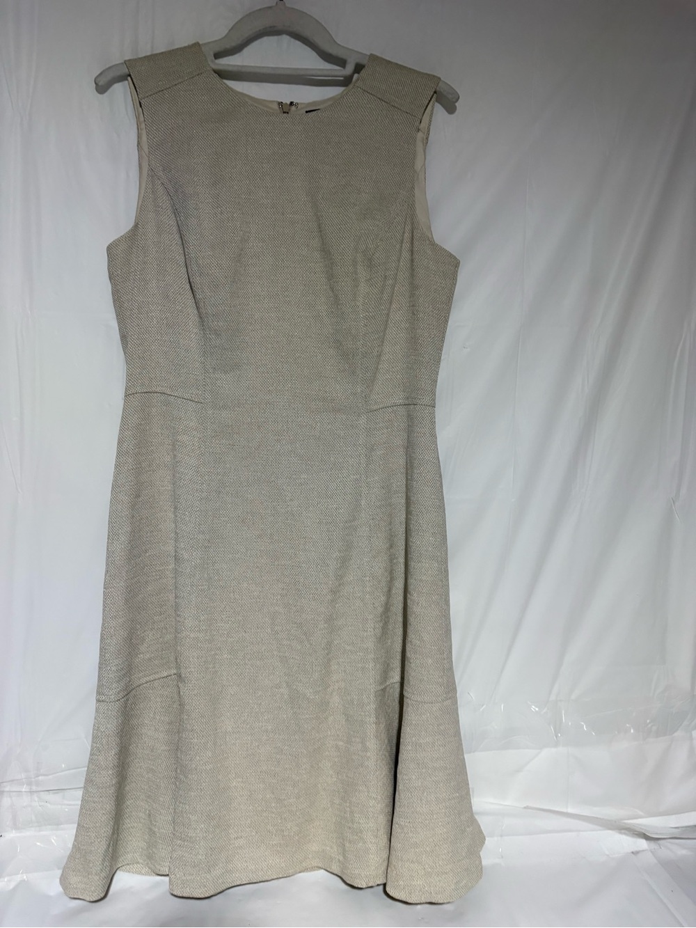 White House Black Market Beige Sleeveless A-Line Midi Dress